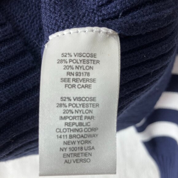 Truth By Republic Sweater Womens Size M Striped Navy Blue White Roll Neck - Picture 4 of 8